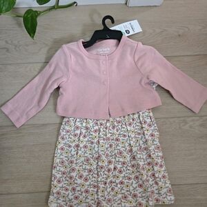 Carter's Floral Romper Dress & Pink Sweater